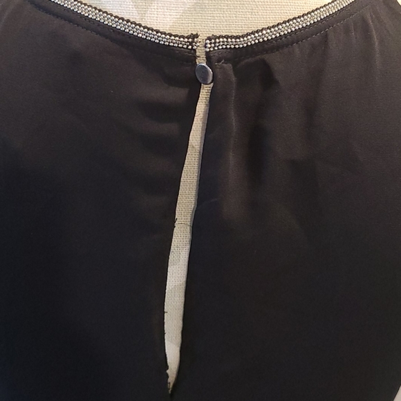 H&M black 2 layer semi sheer dress w/ silver trim - Picture 5 of 9